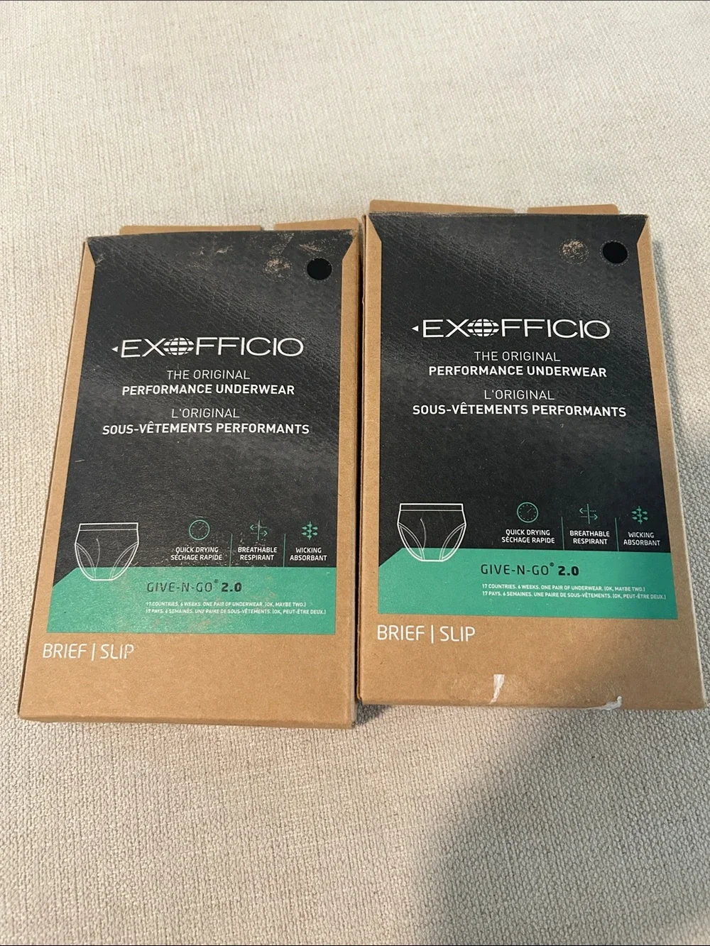 ExOfficio BUNDLE TWO PAIR Give N Go Briefs, Black XL, NWT